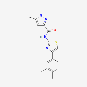 molecular formula C17H18N4OS B14144035 N-(4-(3,4-dimethylphenyl)thiazol-2-yl)-1,5-dimethyl-1H-pyrazole-3-carboxamide CAS No. 1013770-30-3