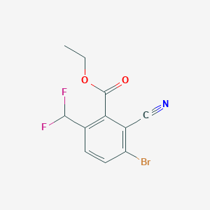 molecular formula C11H8BrF2NO2 B1414407 Ethyl 3-bromo-2-cyano-6-(difluoromethyl)benzoate CAS No. 1804385-86-1