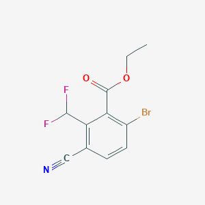 molecular formula C11H8BrF2NO2 B1414430 Ethyl 6-bromo-3-cyano-2-(difluoromethyl)benzoate CAS No. 1805412-06-9