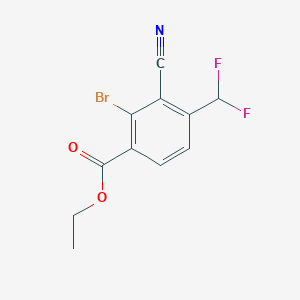 molecular formula C11H8BrF2NO2 B1414436 Ethyl 2-bromo-3-cyano-4-(difluoromethyl)benzoate CAS No. 1806847-65-3