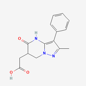 molecular formula C15H15N3O3 B1414459 (2-Methyl-5-oxo-3-phenyl-4,5,6,7-tetrahydro-pyrazolo[1,5-a]pyrimidin-6-yl)acetic acid CAS No. 1017791-36-4