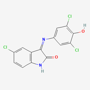 molecular formula C14H7Cl3N2O2 B1414526 5-Chloro-3-(3,5-dichloro-4-hydroxy-phenylimino)-1,3-dihydro-indol-2-one CAS No. 1380572-44-0