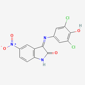 molecular formula C14H7Cl2N3O4 B1414535 3-(3,5-Dichloro-4-hydroxy-phenylimino)-5-nitro-1,3-dihydro-indol-2-one CAS No. 1380572-31-5
