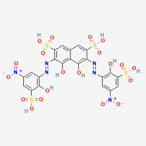 molecular formula C22H14N6O20S4 B1414540 3,6-Bis[2-(2-hydroxy-5-nitro-3-sulfophenyl)hydrazinylidene]-4,5-dioxo-3,4,5,6-tetrahydronaphthalene-2,7-disulfonic acid CAS No. 26196-08-7