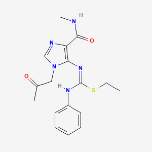 molecular formula C17H21N5O2S B14145545 ethyl N'-[4-(methylcarbamoyl)-1-(2-oxopropyl)-1H-imidazol-5-yl]-N-phenylcarbamimidothioate 