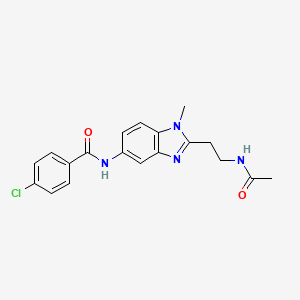 molecular formula C19H19ClN4O2 B14145595 N-[2-(2-acetamidoethyl)-1-methylbenzimidazol-5-yl]-4-chlorobenzamide CAS No. 876710-51-9