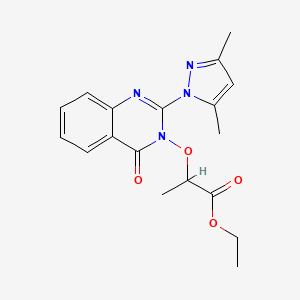 molecular formula C18H20N4O4 B14145684 Ethyl 2-[2-(3,5-dimethylpyrazol-1-yl)-4-oxoquinazolin-3-yl]oxypropanoate CAS No. 850752-49-7