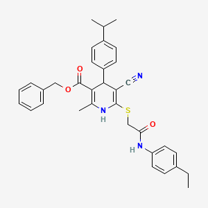 molecular formula C34H35N3O3S B14145701 Benzyl 5-cyano-6-({2-[(4-ethylphenyl)amino]-2-oxoethyl}sulfanyl)-2-methyl-4-[4-(propan-2-yl)phenyl]-1,4-dihydropyridine-3-carboxylate CAS No. 369394-55-8
