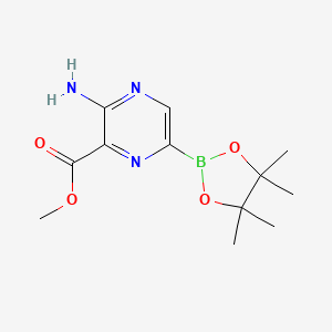 molecular formula C12H18BN3O4 B1414575 Methyl 3-amino-6-(4,4,5,5-tetramethyl-1,3,2-dioxaborolan-2-yl)pyrazine-2-carboxylate CAS No. 1874279-25-0