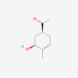 molecular formula C9H14O2 B141459 Ethanone, 1-(5-hydroxy-4-methyl-3-cyclohexen-1-yl)-, (1S-cis)-(9CI) CAS No. 130814-92-5