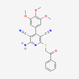 molecular formula C24H20N4O4S B14146033 2-Amino-6-phenacylsulfanyl-4-(3,4,5-trimethoxyphenyl)pyridine-3,5-dicarbonitrile CAS No. 4590-95-8