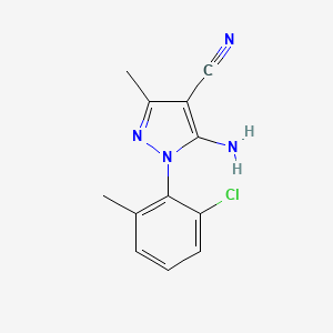 molecular formula C12H11ClN4 B1414604 5-Amino-1-(2-chloro-6-methylphenyl)-3-methyl-1H-pyrazole-4-carbonitrile CAS No. 2197063-32-2
