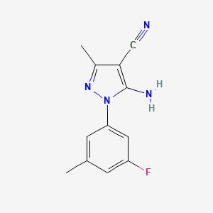 molecular formula C12H11FN4 B1414605 5-氨基-1-(3-氟-5-甲基苯基)-3-甲基-1H-吡唑-4-腈 CAS No. 2197056-48-5