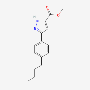 molecular formula C15H18N2O2 B1414609 5-(4-Butylphenyl)-1H-pyrazole-3-carboxylic acid methyl ester CAS No. 2197052-83-6