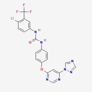 molecular formula C20H13ClF3N7O2 B14146204 N-[4-Chloro-3-(trifluoromethyl)phenyl]-N'-(4-{[6-(1H-1,2,4-triazol-1-yl)pyrimidin-4-yl]oxy}phenyl)urea CAS No. 943312-07-0