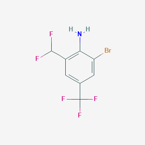 molecular formula C8H5BrF5N B1414626 2-Bromo-6-difluoromethyl-4-(trifluoromethyl)aniline CAS No. 1804402-79-6