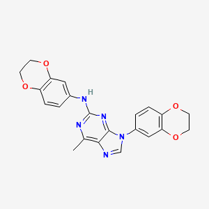 molecular formula C22H19N5O4 B14146399 N,9-di(2,3-dihydro-1,4-benzodioxin-6-yl)-6-methyl-9H-purin-2-amine CAS No. 917747-11-6