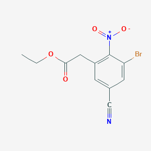molecular formula C11H9BrN2O4 B1414640 Ethyl 3-bromo-5-cyano-2-nitrophenylacetate CAS No. 1805521-69-0