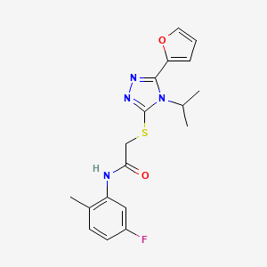 molecular formula C18H19FN4O2S B14146458 N-(5-fluoro-2-methylphenyl)-2-{[5-(furan-2-yl)-4-(propan-2-yl)-4H-1,2,4-triazol-3-yl]sulfanyl}acetamide CAS No. 879059-44-6