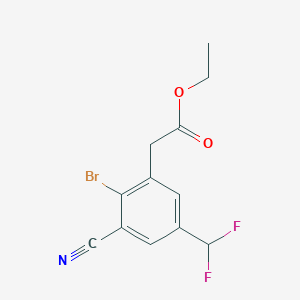 molecular formula C12H10BrF2NO2 B1414652 Ethyl 2-bromo-3-cyano-5-(difluoromethyl)phenylacetate CAS No. 1807116-82-0