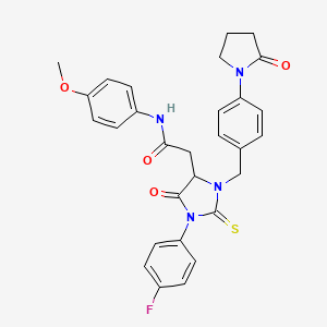 molecular formula C29H27FN4O4S B14146645 2-{1-(4-fluorophenyl)-5-oxo-3-[4-(2-oxopyrrolidin-1-yl)benzyl]-2-thioxoimidazolidin-4-yl}-N-(4-methoxyphenyl)acetamide CAS No. 1030610-76-4