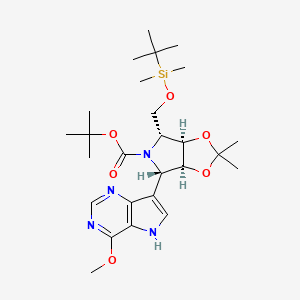 molecular formula C26H42N4O6Si B14146675 tert-butyl (3aS,4S,6R,6aR)-6-[[tert-butyl(dimethyl)silyl]oxymethyl]-4-(4-methoxy-5H-pyrrolo[3,2-d]pyrimidin-7-yl)-2,2-dimethyl-3a,4,6,6a-tetrahydro-[1,3]dioxolo[4,5-c]pyrrole-5-carboxylate CAS No. 364046-23-1