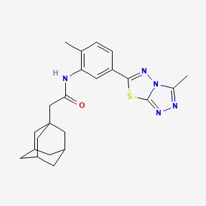 molecular formula C23H27N5OS B14146753 N-[2-Methyl-5-(3-methyl-1,2,4-triazolo[3,4-b][1,3,4]thiadiazol-6-yl)phenyl]tricyclo[3.3.1.13,7]decane-1-acetamide CAS No. 764710-31-8