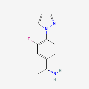 B1414695 (1R)-1-[3-fluoro-4-(1H-pyrazol-1-yl)phenyl]ethan-1-amine CAS No. 1344958-96-8