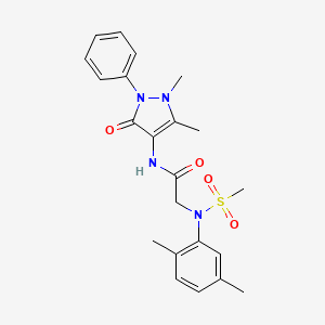 molecular formula C22H26N4O4S B14147025 N-(2,3-Dihydro-1,5-dimethyl-3-oxo-2-phenyl-1H-pyrazol-4-yl)-2-[(2,5-dimethylphenyl)(methylsulfonyl)amino]acetamide CAS No. 335394-28-0
