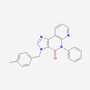 molecular formula C23H18N4O B141471 4H-Imidazo(4,5-c)(1,8)naphthyridin-4-one, 3,5-dihydro-3-((4-methylphenyl)methyl)-5-phenyl- CAS No. 139482-44-3