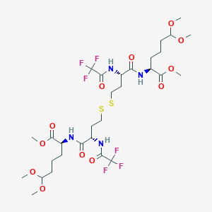 molecular formula C30H48F6N4O12S2 B14147202 methyl (2S)-6,6-dimethoxy-2-[[(2S)-4-[[(3S)-4-oxo-3-[(2,2,2-trifluoroacetyl)amino]-4-[[(2S)-1,6,6-trimethoxy-1-oxohexan-2-yl]amino]butyl]disulfanyl]-2-[(2,2,2-trifluoroacetyl)amino]butanoyl]amino]hexanoate CAS No. 255387-46-3