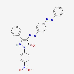 molecular formula C27H19N7O3 B14147243 (4E)-2-(4-nitrophenyl)-5-phenyl-4-(2-{4-[(E)-phenyldiazenyl]phenyl}hydrazinylidene)-2,4-dihydro-3H-pyrazol-3-one CAS No. 314760-06-0