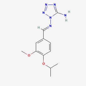 molecular formula C12H16N6O2 B14147553 N~1~-{(E)-[3-methoxy-4-(propan-2-yloxy)phenyl]methylidene}-1H-tetrazole-1,5-diamine 
