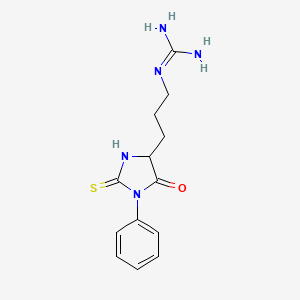 molecular formula C13H17N5OS B14147757 Guanidine, (3-(5-oxo-1-phenyl-2-thioxo-4-imidazolidinyl)propyl)- CAS No. 4405-04-3