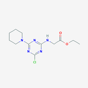 molecular formula C12H18ClN5O2 B14147862 Ethyl 2-[(4-chloro-6-piperidin-1-yl-1,3,5-triazin-2-yl)amino]acetate CAS No. 30084-24-3