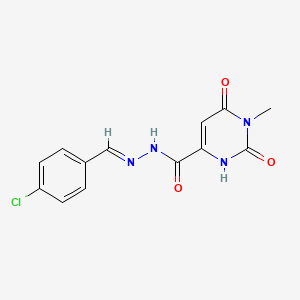 molecular formula C13H11ClN4O3 B14148144 N'-[(E)-(4-chlorophenyl)methylidene]-1-methyl-2,6-dioxo-1,2,3,6-tetrahydropyrimidine-4-carbohydrazide 