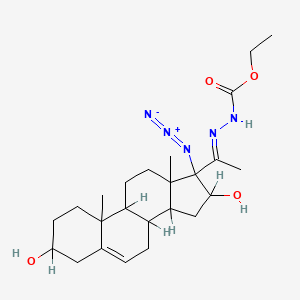 molecular formula C24H37N5O4 B14148213 Ethyl (17-azido-3beta,16alpha-dihydroxypregn-5-en-20-ylidene)carbazate CAS No. 98072-26-5