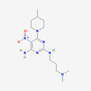 molecular formula C15H27N7O2 B14148278 N~2~-[3-(dimethylamino)propyl]-6-(4-methylpiperidin-1-yl)-5-nitropyrimidine-2,4-diamine CAS No. 5742-09-6