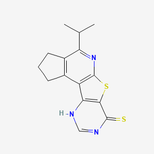 molecular formula C15H15N3S2 B14148367 4-Isopropyl-2,3-dihydro-1H-6-thia-5,8,10-triaza-cyclopenta[c]fluorene-7-thiol CAS No. 672266-71-6