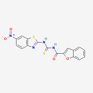 molecular formula C17H10N4O4S2 B14148432 N-[(6-nitro-1,3-benzothiazol-2-yl)carbamothioyl]-1-benzofuran-2-carboxamide CAS No. 879617-02-4