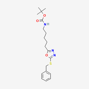 molecular formula C19H27N3O3S B14148532 tert-butyl N-[5-(5-benzylsulfanyl-1,3,4-oxadiazol-2-yl)pentyl]carbamate CAS No. 575470-30-3