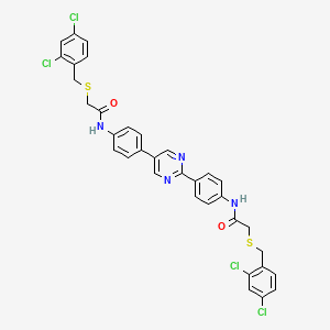 molecular formula C34H26Cl4N4O2S2 B14148541 N,N'-(pyrimidine-2,5-diyldibenzene-4,1-diyl)bis{2-[(2,4-dichlorobenzyl)sulfanyl]acetamide} CAS No. 405898-03-5