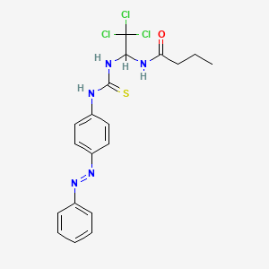 molecular formula C19H20Cl3N5OS B14148718 N-{2,2,2-Trichloro-1-[3-(4-phenylazo-phenyl)-thioureido]-ethyl}-butyramide CAS No. 1164464-63-4
