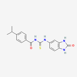 molecular formula C18H18N4O2S B14149309 N-[(2-oxo-1,3-dihydrobenzimidazol-5-yl)carbamothioyl]-4-propan-2-ylbenzamide CAS No. 590394-72-2