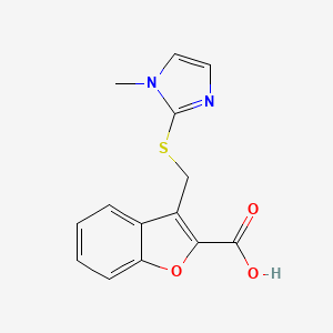 molecular formula C14H12N2O3S B1414934 3-{[(1-甲基-1H-咪唑-2-基)硫基]甲基}-1-苯并呋喃-2-羧酸 CAS No. 1039820-41-1