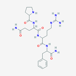 molecular formula C27H40F3N9O7 B141496 N-[1-[(1-amino-1-oxo-3-phenylpropan-2-yl)amino]-5-(diaminomethylideneamino)-1-oxopentan-2-yl]-2-(pyrrolidine-2-carbonylamino)pentanediamide CAS No. 152050-35-6