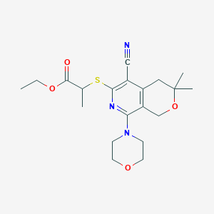 molecular formula C20H27N3O4S B14149644 Ethyl 2-[(5-cyano-3,3-dimethyl-8-morpholin-4-yl-1,4-dihydropyrano[3,4-c]pyridin-6-yl)sulfanyl]propanoate CAS No. 330819-57-3