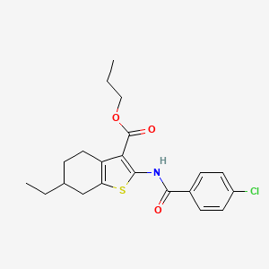 molecular formula C21H24ClNO3S B14149853 Propyl 2-{[(4-chlorophenyl)carbonyl]amino}-6-ethyl-4,5,6,7-tetrahydro-1-benzothiophene-3-carboxylate CAS No. 540519-17-3