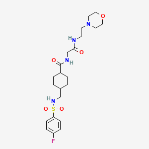 molecular formula C22H33FN4O5S B14149998 trans-4-({[(4-fluorophenyl)sulfonyl]amino}methyl)-N-(2-{[2-(morpholin-4-yl)ethyl]amino}-2-oxoethyl)cyclohexanecarboxamide CAS No. 1212329-26-4