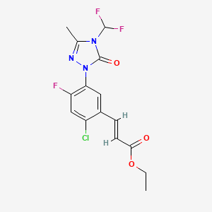 molecular formula C15H13ClF3N3O3 B14150044 Ethyl (2E)-3-{2-chloro-5-[4-(difluoromethyl)-3-methyl-5-oxo-4,5-dihydro-1H-1,2,4-triazol-1-yl]-4-fluorophenyl}prop-2-enoate CAS No. 128639-07-6